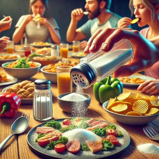 a group of people eating food at a table